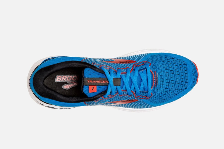 Brooks Running Shoes - Transcend 7 Road Mens - Blue/Red - SPU-907143